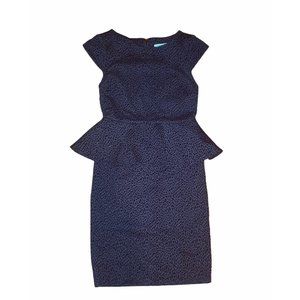 Alice+Olivia Peplum Blue Size 2 Cheetah Print Cap Sleeve Silhouette Dress Mini